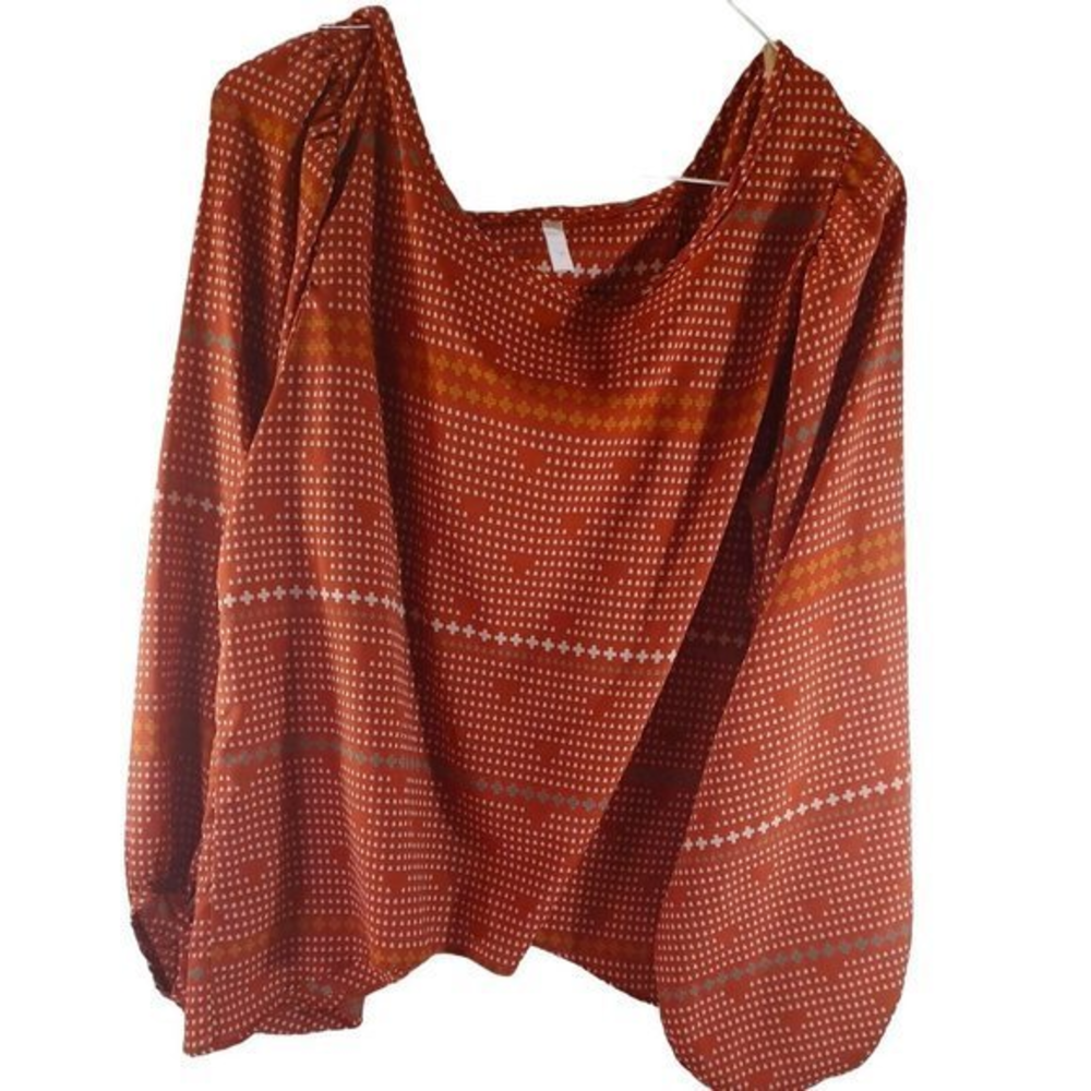 Orange Boutique‎ Size Small Blouse Balloon Sleeves Open Back